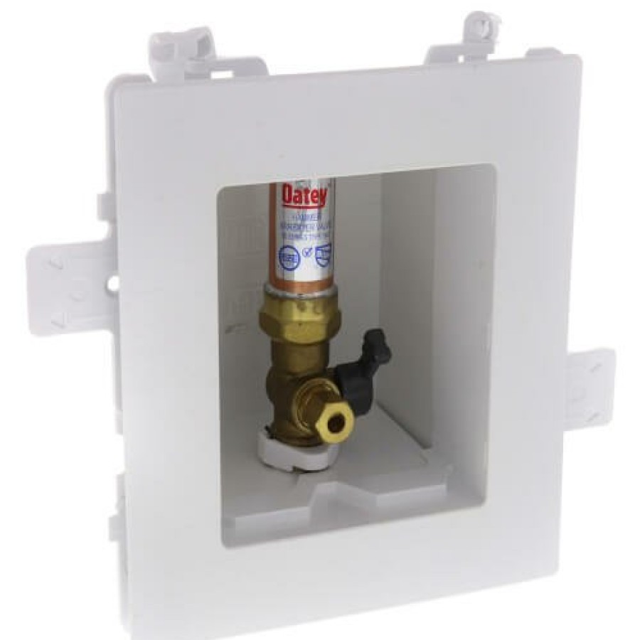 Pex Oatey Pex Crimp Fittings | Moda Pex Crimp Ice Maker Outlet Box W/ Water Hammer Arrestor, 1/4 Turn, Standard Pack