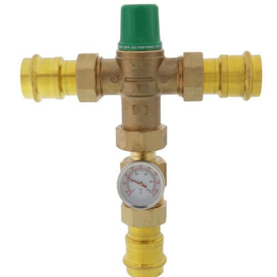 Pex Taco Mixing Valves | 1" Press 5004 Mixing Valve W/ Gauge (Low Lead)