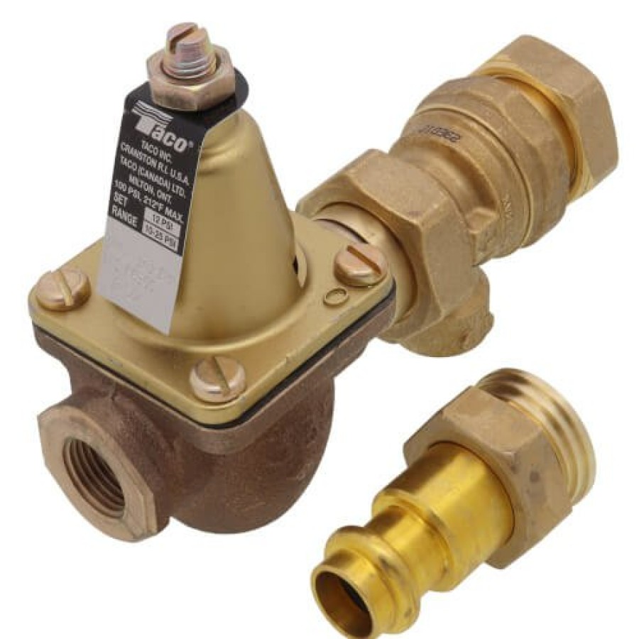 Heating Taco Combo Pressure Valves | 1/2" Brass Combination Boiler Feed Valve & Backflow (Union Press X Npt)