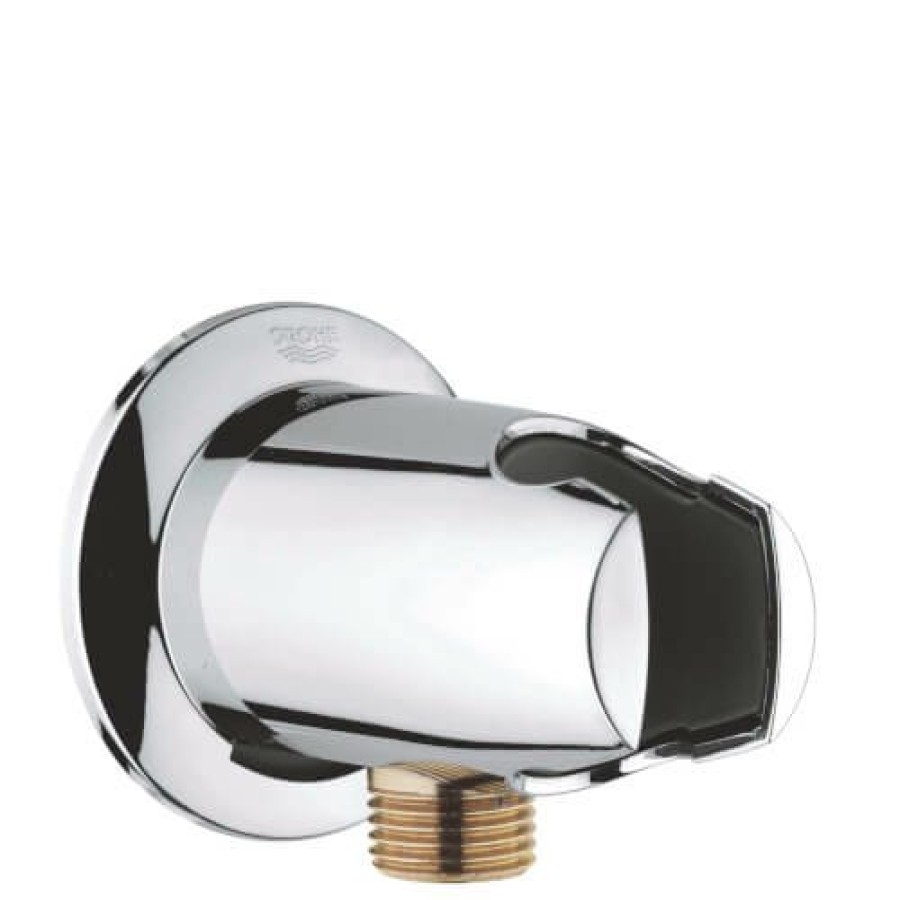 Plumbing Grohe Hand Shower Wall Elbows | Movario Wall Union W/ Hand Shower Holder (Starlight Chrome)