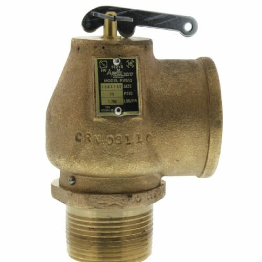 Heating Apollo Valves Pressure Relief Valves | 1-1/4" Mnpt X 1-1/2" Fnpt 1Rvs13 1200 Lbs/Hr Low Pressure Steam Safety Valve (15 Psi)