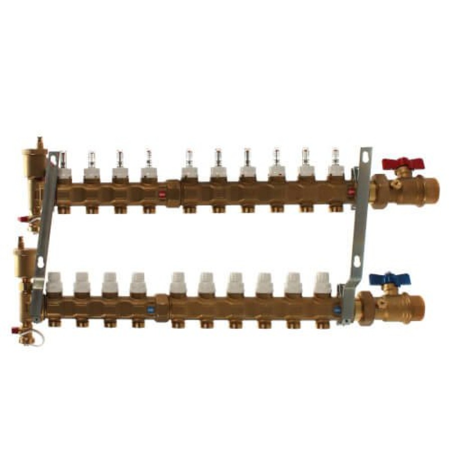 Pex Caleffi Caleffi Manifolds & Accessories | 1" Twistflow Manifold W/ Temp Gauge (10 Outlets)