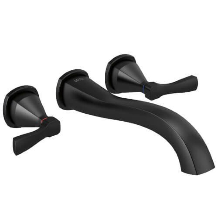 Plumbing Delta Bathtub Faucets | Stryke 2-Handle Wall Mounted Tub Filler (Matte Black)