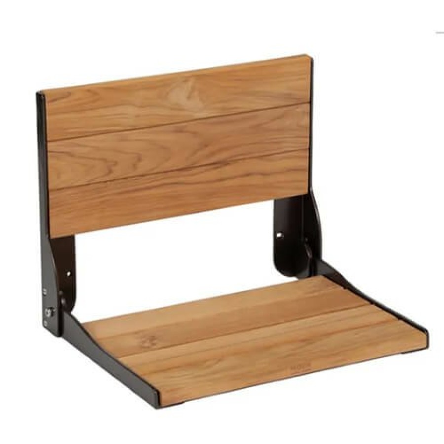 Plumbing Moen Shower Seats | Teak Folding Shower Seat (Old World Bronze)