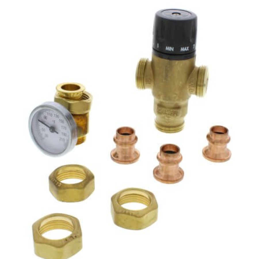 Heating Caleffi Mixing Valves | 1/2" Press Mixcal 3-Way Thermostatic Mixing Valve W/ Gauge