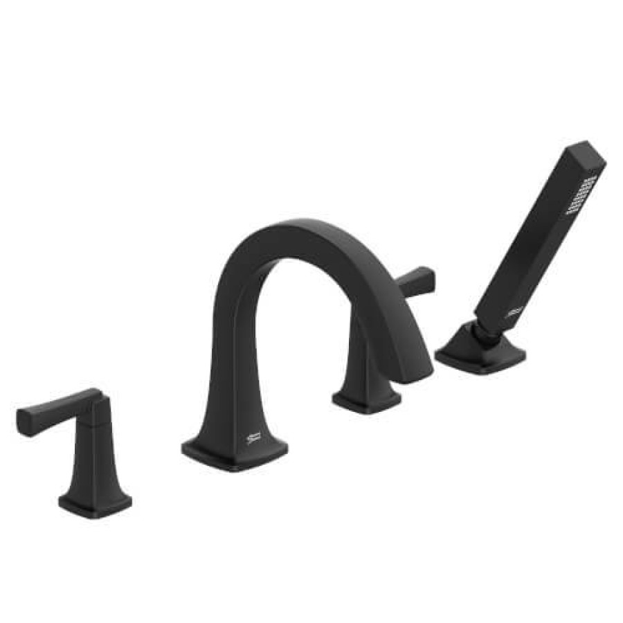 Plumbing American Standard Bathtub Faucets | Townsend Bathtub Faucet With Lever Handles And Personal Shower For Flash Rough-In Valve (Matte Black)