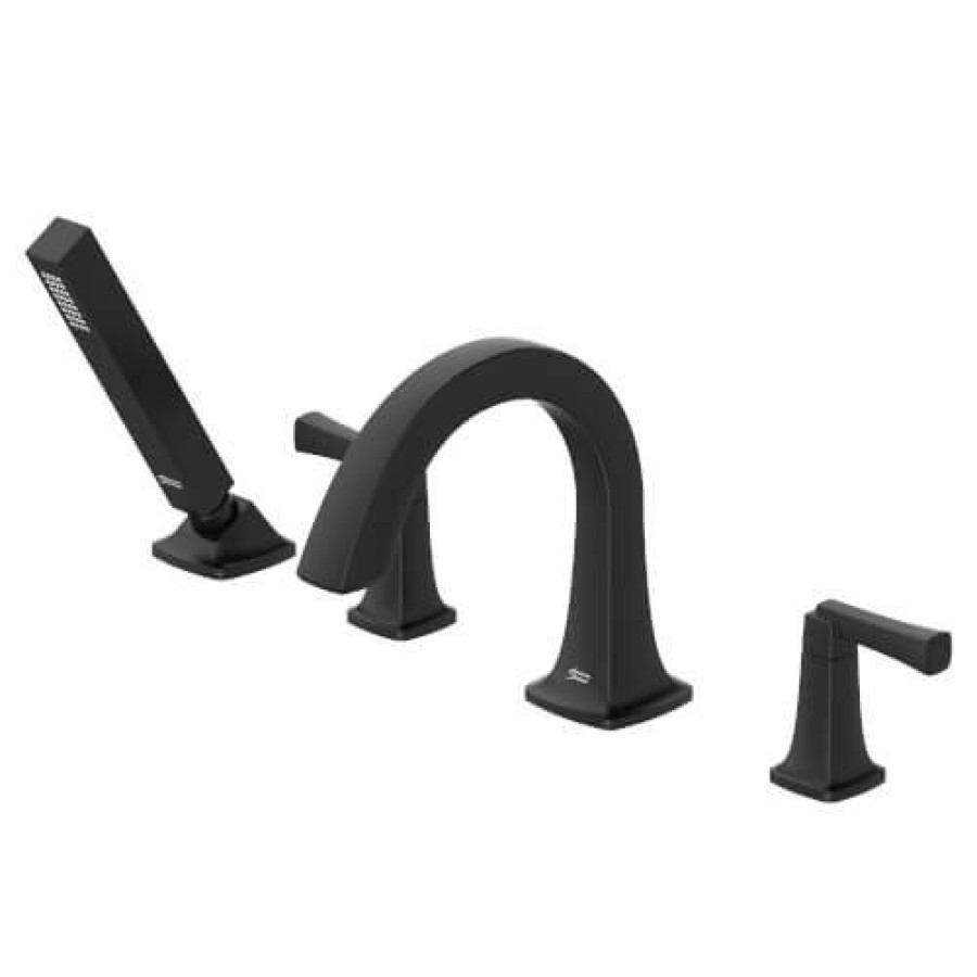 Plumbing American Standard Bathtub Faucets | Townsend Bathtub Faucet With Lever Handles And Personal Shower For Flash Rough-In Valve (Matte Black)