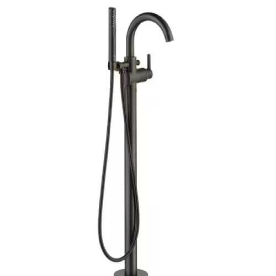 Plumbing Delta Bathtub Faucets | Trinsic Single Handle Floor Mount Tub Filler Trim W/ Hand Shower (Venetian Bronze)