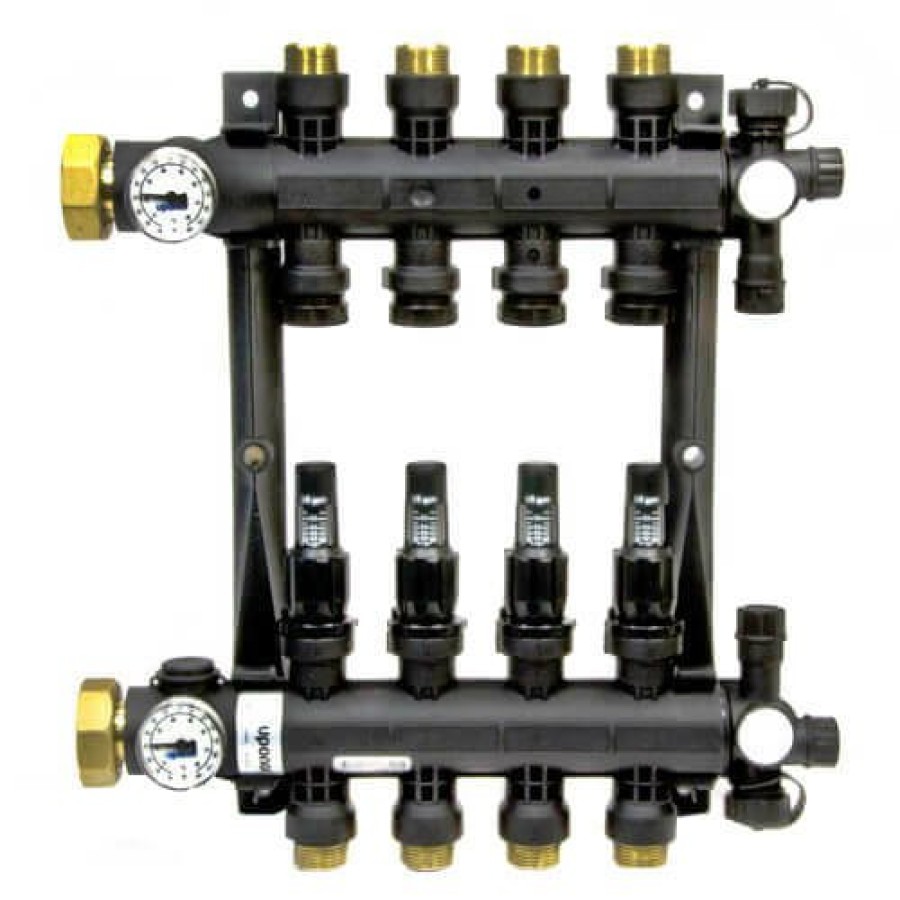 Pex Uponor (Wirsbo) Uponor (Wirsbo) Ep Radiant Heat Manifolds | 4-Loop Ep Radiant Heat Manifold Assembly W/ Flow Meters