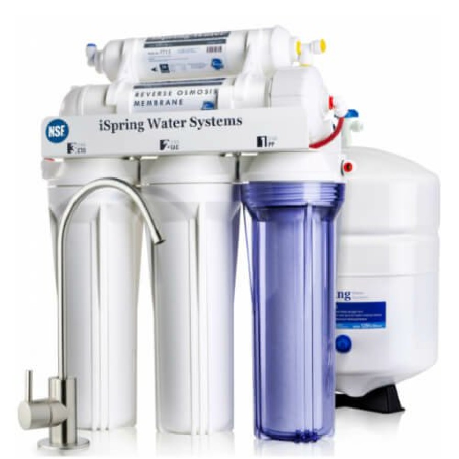 Plumbing iSpring Under Sink Systems(Point Of Use) | 5 Stage Reverse Osmosis Under Sink Ro Drinking Water Filter System And Water Softener (75 Gpd)