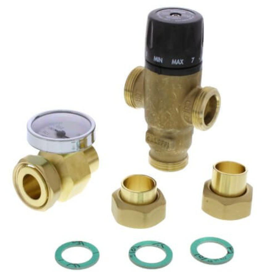 Heating Caleffi Mixing Valves | 3/4" Sweat Mixcal 3-Way Thermostatic Mixing Valve W/ Temperature Gauge