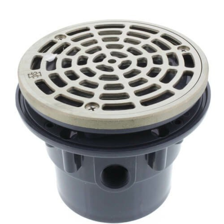 Plumbing Sioux Chief Floor Drains | 3" X 4" Pvc On-Grade Schedule 40 Adjustable Floor Drain W/ Nickel Bronze Strainer (Hub)