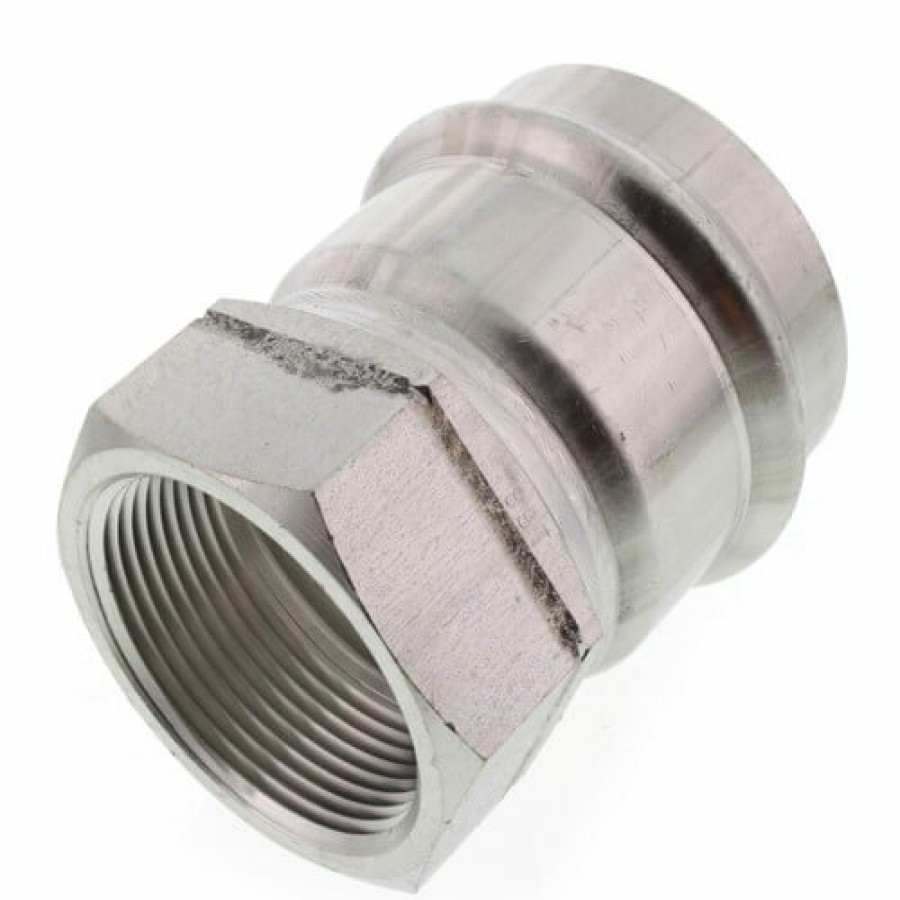 Plumbing Viega Propress 304 Stainless Steel Fittings | 2" X 1-1/2" Propress 304 Stainless Female Adapter W/ Fkm Seal (P X Fnpt)