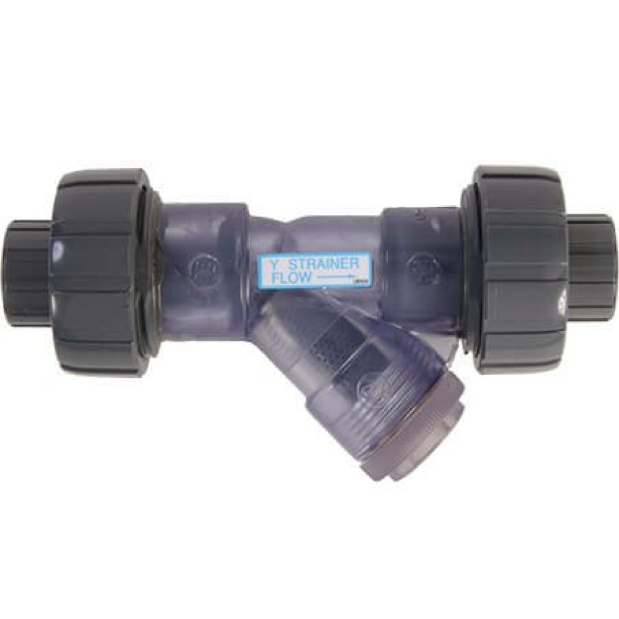 Plumbing Hayward Pvc & Cpvc Strainers | 3/4" Ys Series Pvc True Union Y Strainer W/ Socket Ends, Fpm O-Ring (Clear)