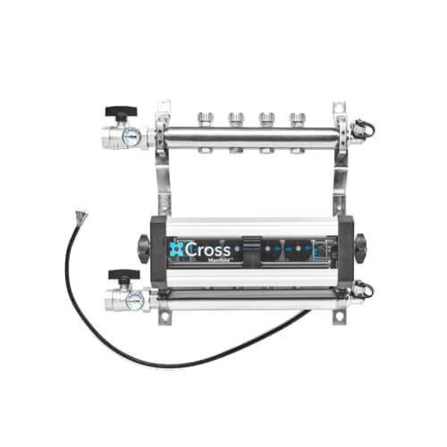 Pex Cross Manifold Cross Manifold Radiant Heat Manifolds | 4 Loop Stainless Steel Manifold Package W/ Control (1/2" Pex)