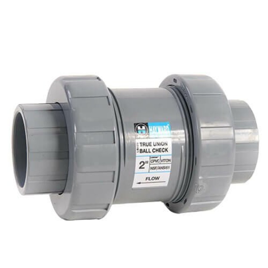 Plumbing Hayward Cpvc Check Valves | 3/4" Tc Series Cpvc True Union Ball Check Valve W/ Fpm O-Ring - Gray (Socket X Threaded)