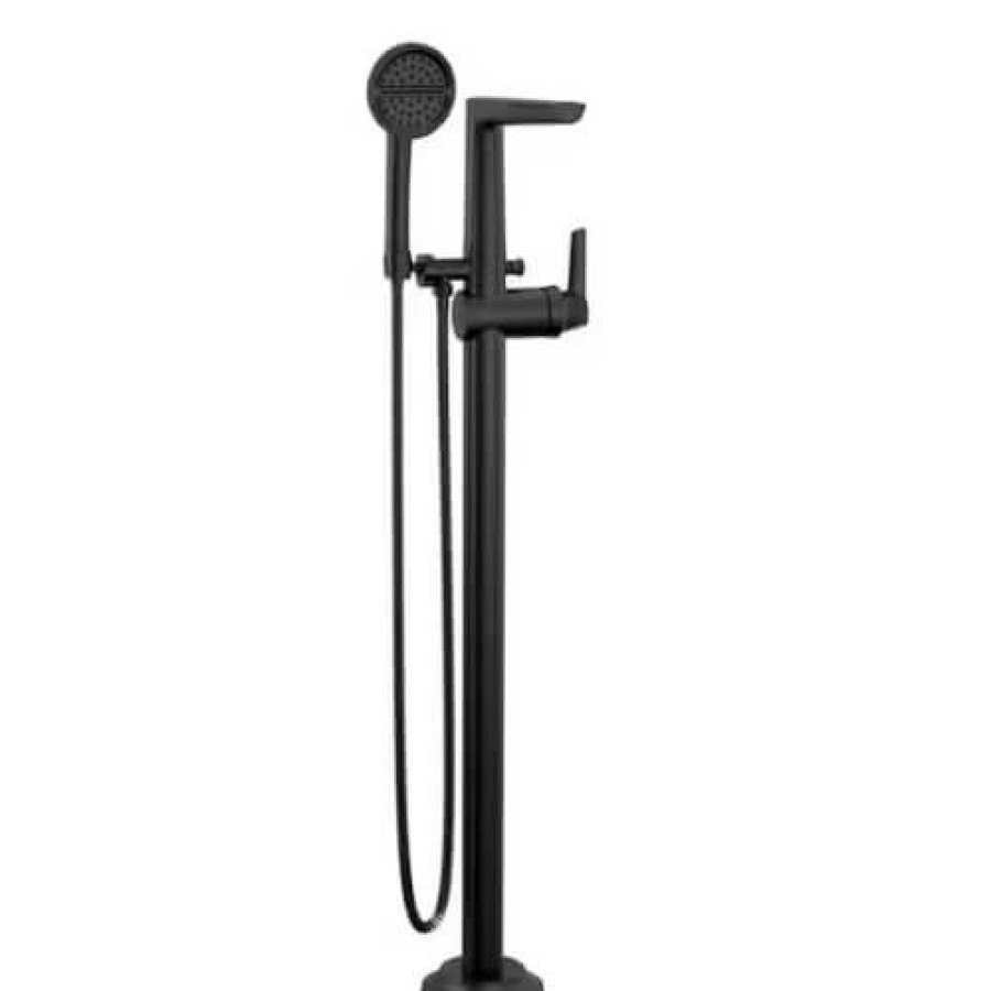 Plumbing Delta Bathtub Faucets | Galeon Single Handle Floor Mount Tub Filler Trim W/ Hand Shower (Matte Black)