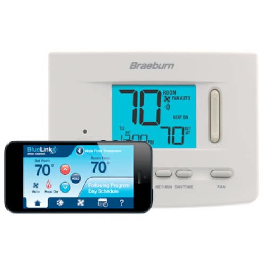 Thermostats Braeburn | Bluelink Smart Wi-Fi Universal Programmable Thermostat, 3" Display (3 Heat/2 Cool)