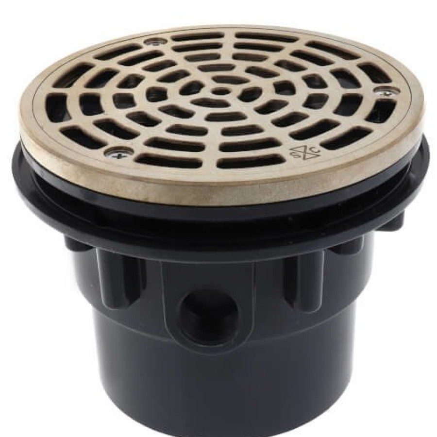 Plumbing Sioux Chief Floor Drains | 3" X 4" Pvc Finishline Adjustable Complete Assembly Floor Drain, Nickel Bronze Strainer W/ 5.5 Top (Hub)