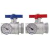 Pex Uponor (Wirsbo) Uponor Stainless Steel Manifolds | Stainless Steel Manifold Supply & Return 1" Npt Ball Valve W/ Temperature Gauge (Set Of 2)