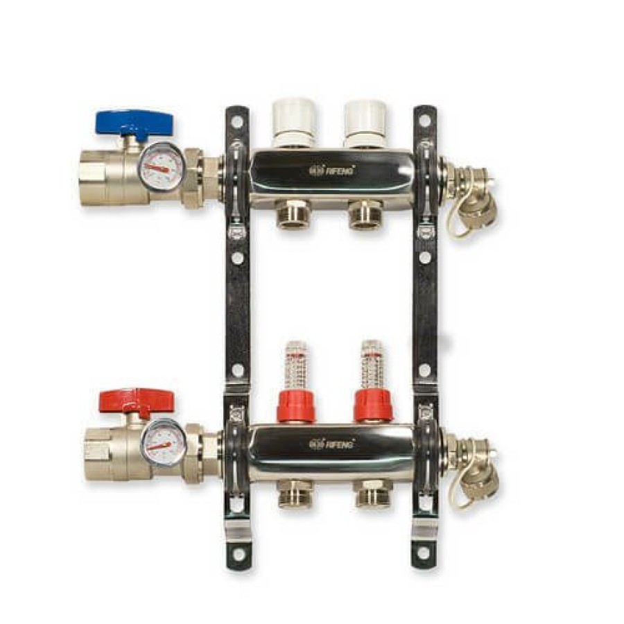 Pex Bluefin Bluefin Radiant Heat Manifolds | 2 Loop Stainless Steel Manifold Package (1/2" Pex-Al-Pex)