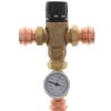 Heating Caleffi Mixing Valves | 1" Press Mixcal 3-Way Adjustable Thermostatic And Pressure Balanced Mixing Valve W/ Gauge