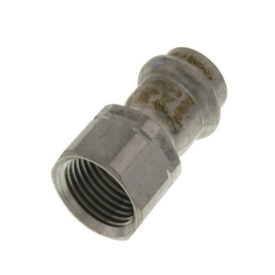 Plumbing Viega Propress 304 Stainless Steel Fittings | 1/2" Propress 304 Stainless Female Adapter W/ Fkm Seal (P X Fnpt)