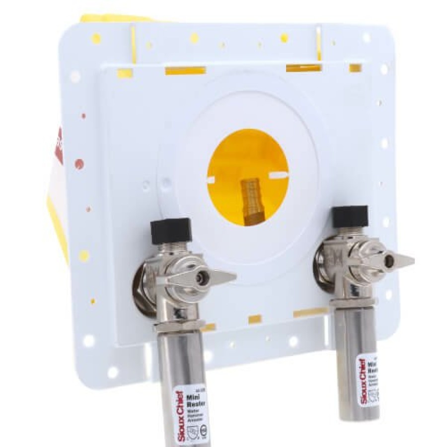 Plumbing Sioux Chief Valved Access Plates And Panels | 1/2" F1807 Pex Inlet X 3/8" Od Compression Omnipanel Dual Valve Access Panel W/ Water Hammer Arresters