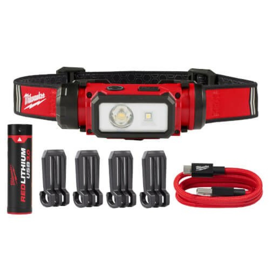 Plumbing Milwaukee Work Lights And Flashlights | Redlithium Usb Hardhat Headlamp