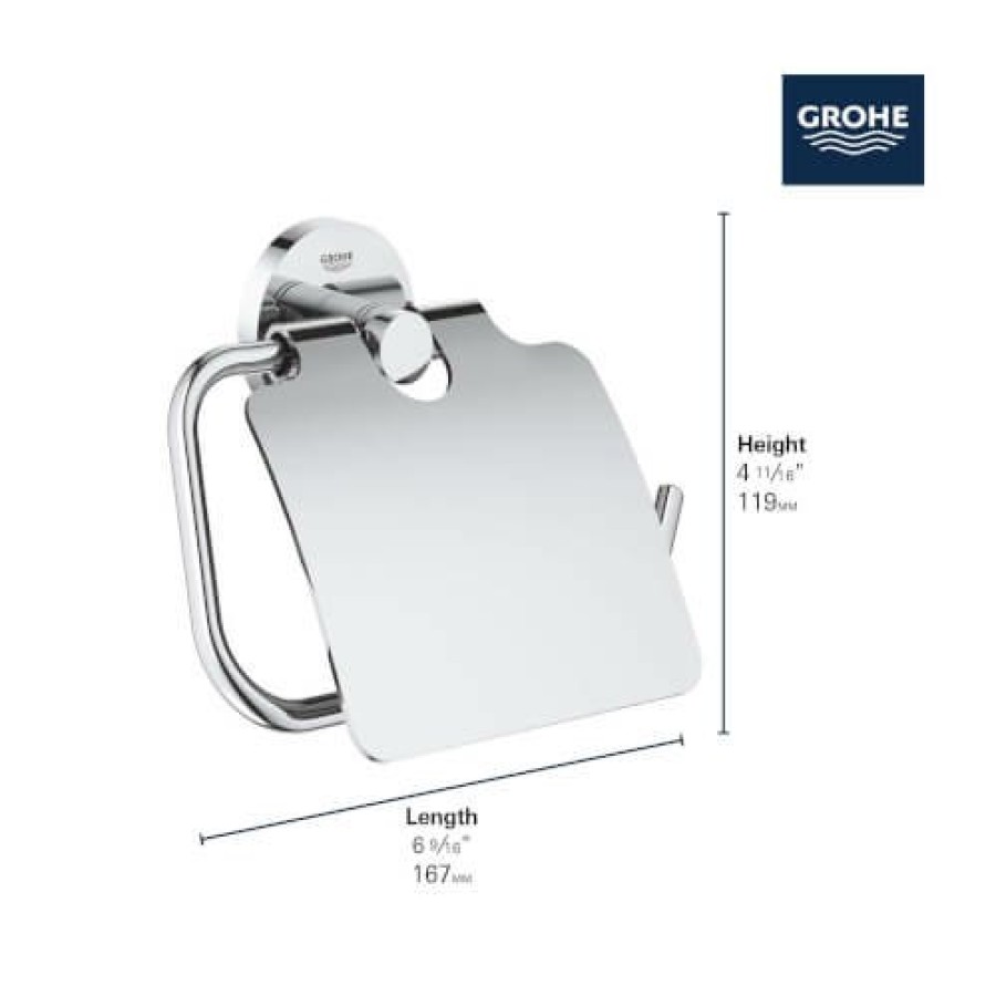 Plumbing Grohe Bathroom Hardware | Essentials Paper Holder (Starlight Chrome)