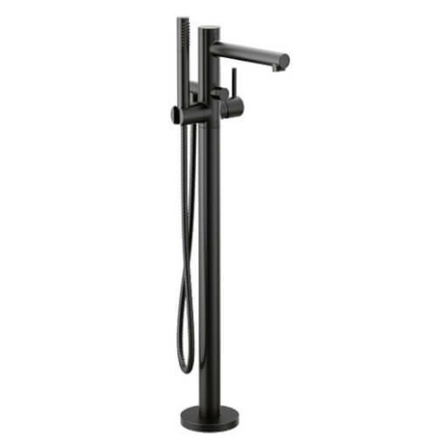 Plumbing Moen Bathtub Faucets | Align Single Handle Floor Mounted Tub Filler W/ Hand Shower (Matte Black)