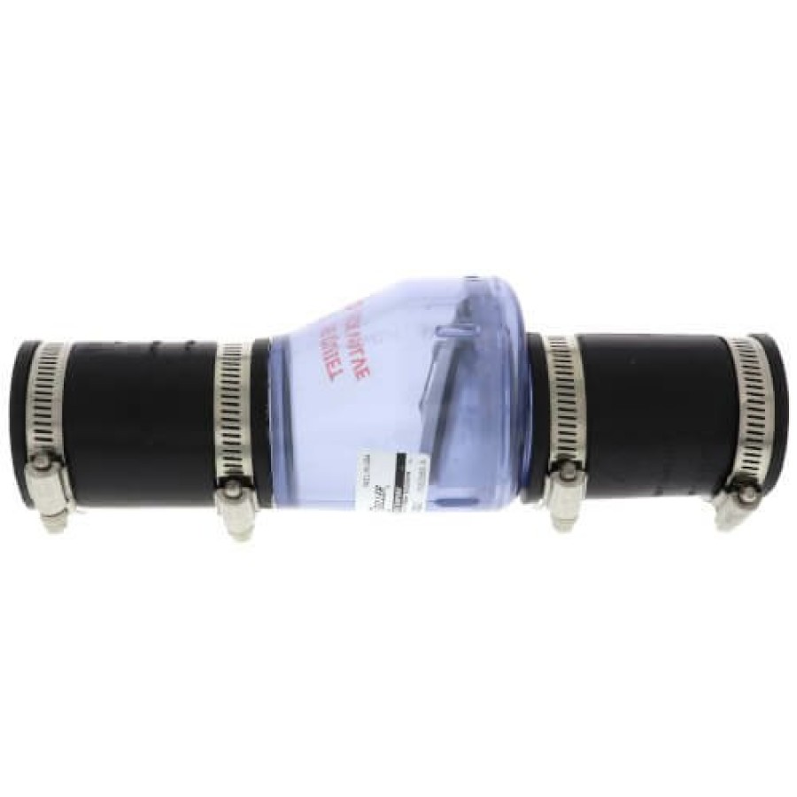 Plumbing Zoeller Pump Accessories | 1-1/2" Pvc "Quiet Check" Slip Union W/ Hose Clamp (Clear Valve Body)