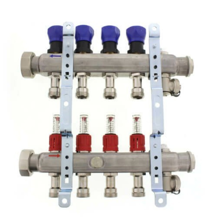 Pex Viega Viega Proradiant Stainless Steel Manifolds | 4-Loop Proradiant Stainless Steel Manifold Shut-Off/Balancing/Flow Meters