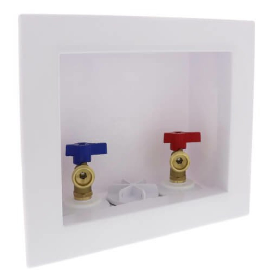 Plumbing Oatey Washing Machine Outlet Boxes | 2" Quadtro Expansion Pex Washing Machine Outlet Box With 1/4 Turn Valve