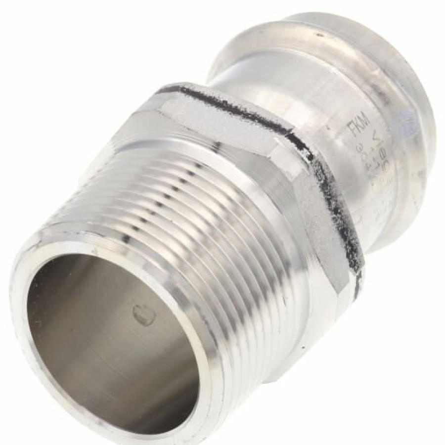 Plumbing Viega Propress 304 Stainless Steel Fittings | 1-1/4" Propress 304 Stainless Male Adapter W/ Fkm Seal (P X Mnpt)