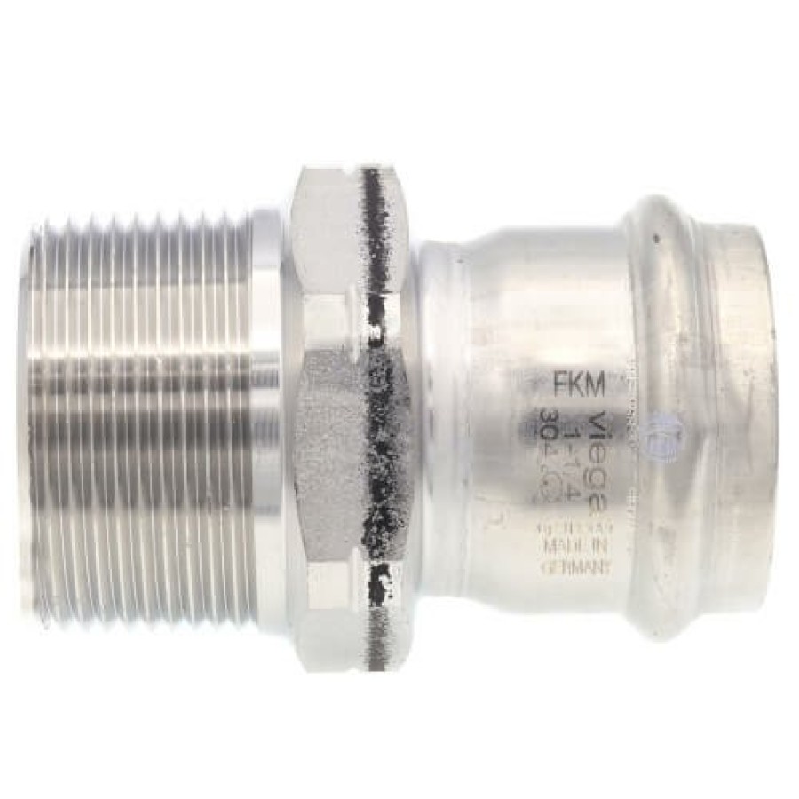 Plumbing Viega Propress 304 Stainless Steel Fittings | 1-1/4" Propress 304 Stainless Male Adapter W/ Fkm Seal (P X Mnpt)