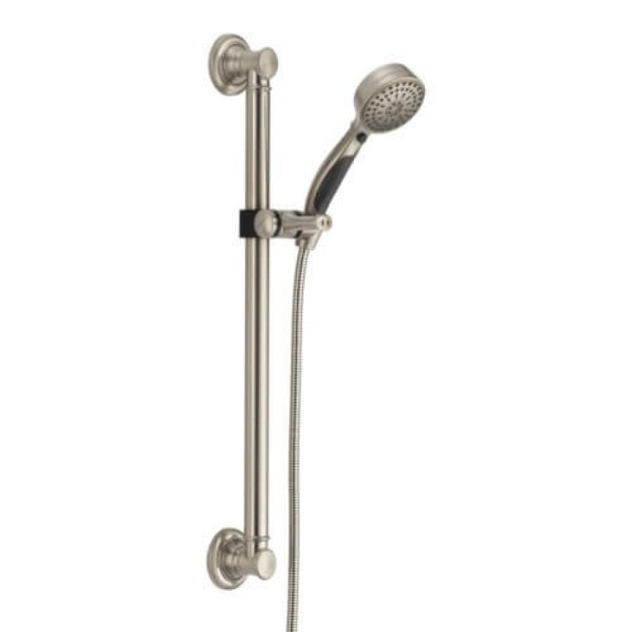 Plumbing Delta Showers | Activtouch 9-Setting Hand Shower W/ Traditional Slide Bar/Grab Bar (Stainless Steel)