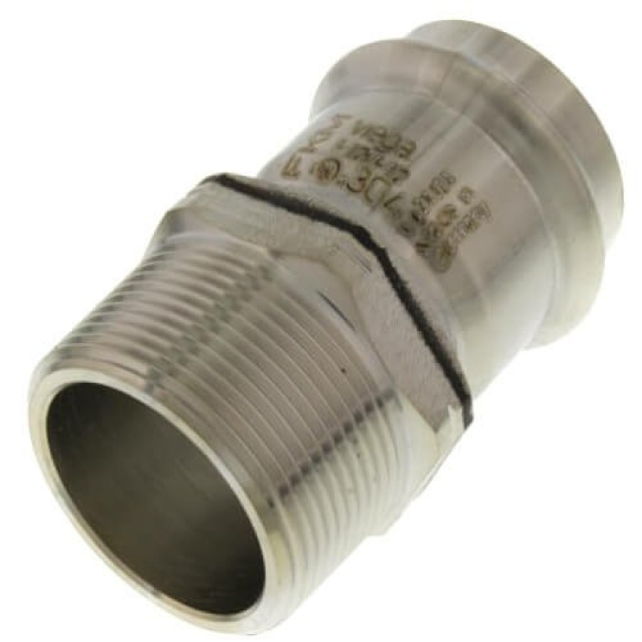 Plumbing Viega Propress 304 Stainless Steel Fittings | 3" Propress 304 Stainless Male Xl-S Adapter W/ Fkm Seal (P X Mnpt)