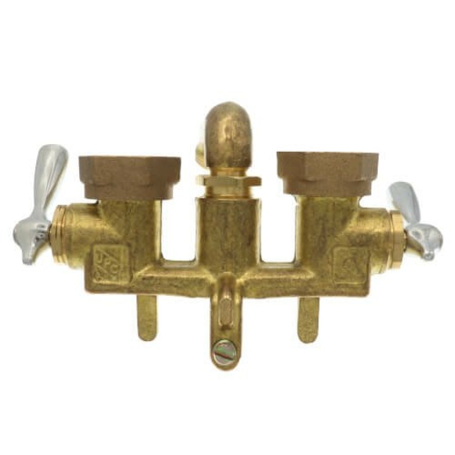 Plumbing Gerber | Two Handle Clamp On Laundry Faucet W/ Ips/Sweat Connections, Threaded Hose Spout, Rough Brass (49-530)