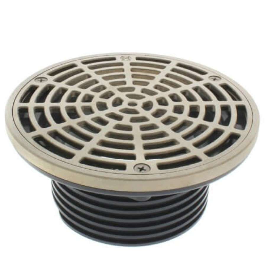 Plumbing Sioux Chief Floor Drains | 4" Schedule 40 Hub Connection Finishline Adjustable Floor Drain W/ Nickel Bronze Strainer, 6.5" Top