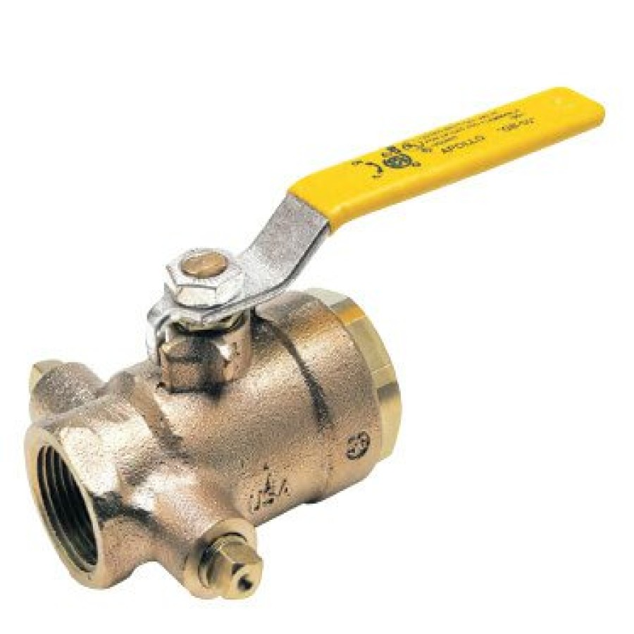 Heating Apollo Valves Gas Cocks | 1-1/4" Gas Shut-Off Ball Valve, 1/4" Tap (Dual Tapped)