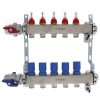 Pex Mr. PEX Mr. Pex Manifolds | 5 Loop 1-1/4" Stainless Steel Manifold W/ Flowmeter & Ball Valve (Fully Assembled)