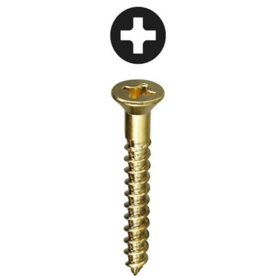 Plumbing LH Dottie Screws | #12 X 2-1/2" Phillips Flat Head Brass Wood Screw (Pack Of 100)