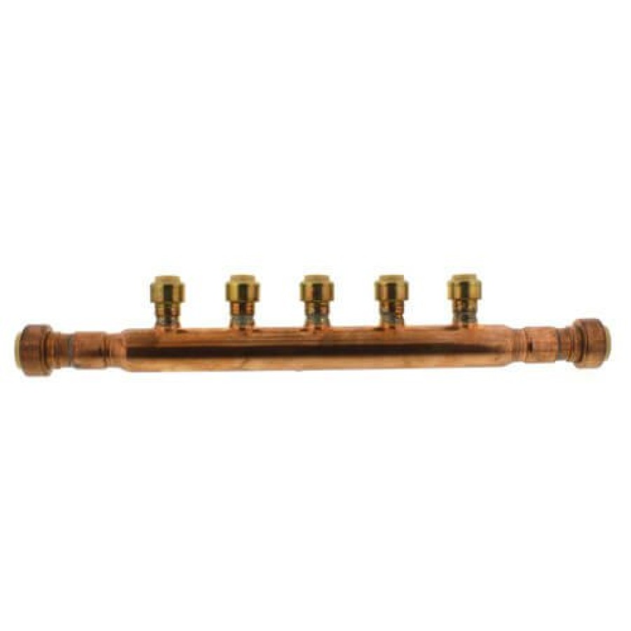 Pex Sioux Chief Push-Fit Manifolds | 3/4" Open Copper Manifold W/ 1/2" Push-Fit Outlets (5 Outlets)