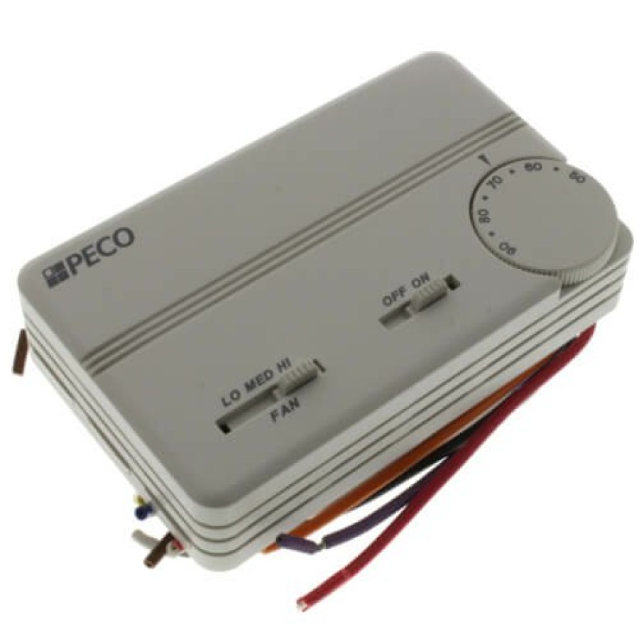 Thermostats Peco Controls | 3 Speed Fan Coil On-Off Programmable Thermostat W/ Wire Leads & 2 Covers (White)