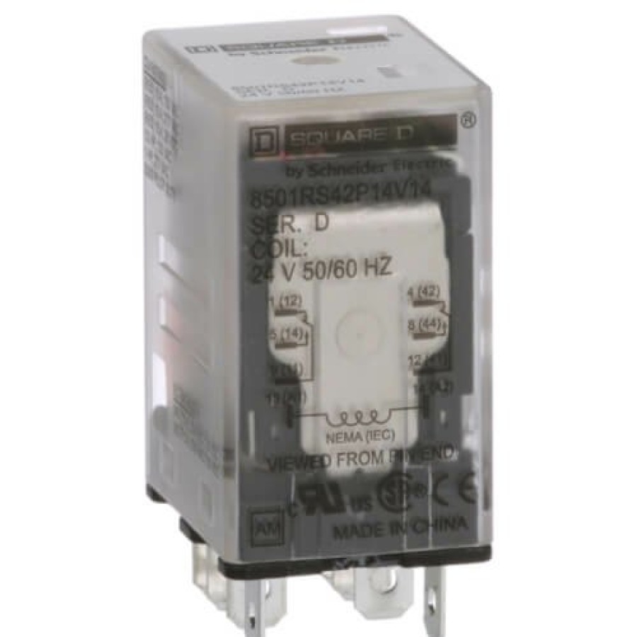 Electrical Square D Relays | Miniature Plug In Relay, 15A, 2 Poles, Pilot Light (24V)