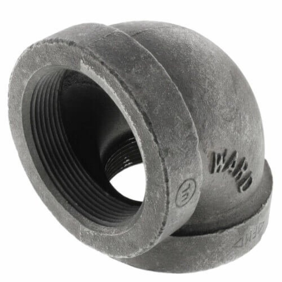 Plumbing Ward Cast Iron Fittings | 5" Black Cast Iron Steam 90° Elbow