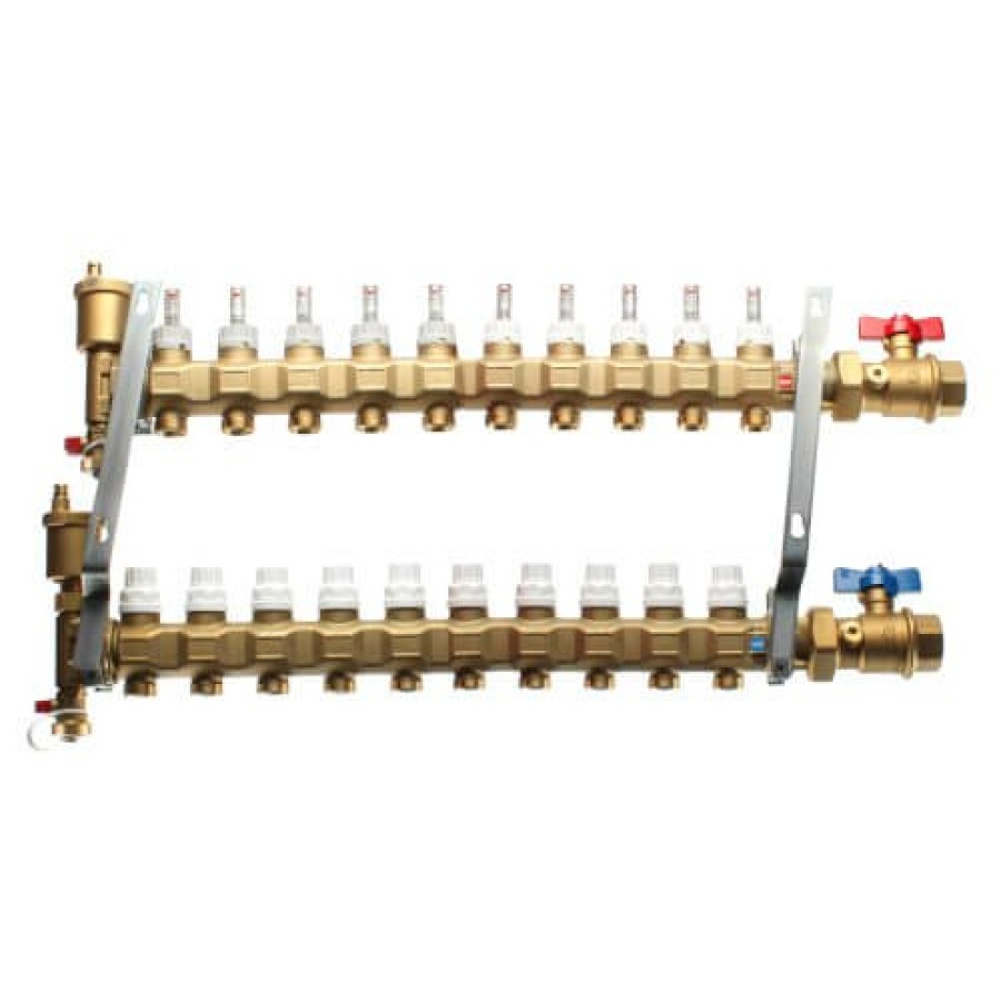 Pex Caleffi Caleffi Manifolds & Accessories | 1" Twistflow Manifold W/ Temp Gauge (8 Outlets)