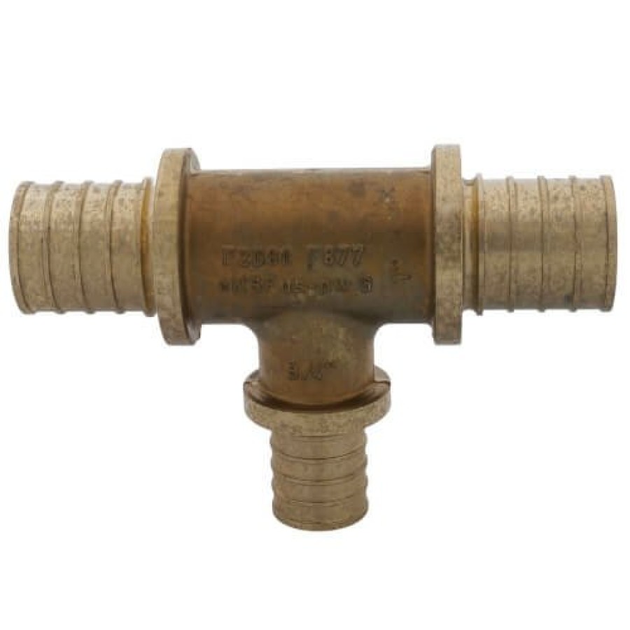 Pex Tribal Tribal F2080 Pex Fittings | 1" X 1" X 3/4" F2080 Pex Tee, For Rehau Tools Only (Lead Free Brass)