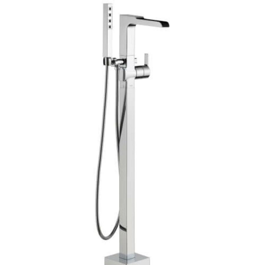 Plumbing Delta Bathtub Faucets | Ara Single Handle Deck Mount Channel Spout Tub Filler Trim W/ Hand Shower (Chrome)